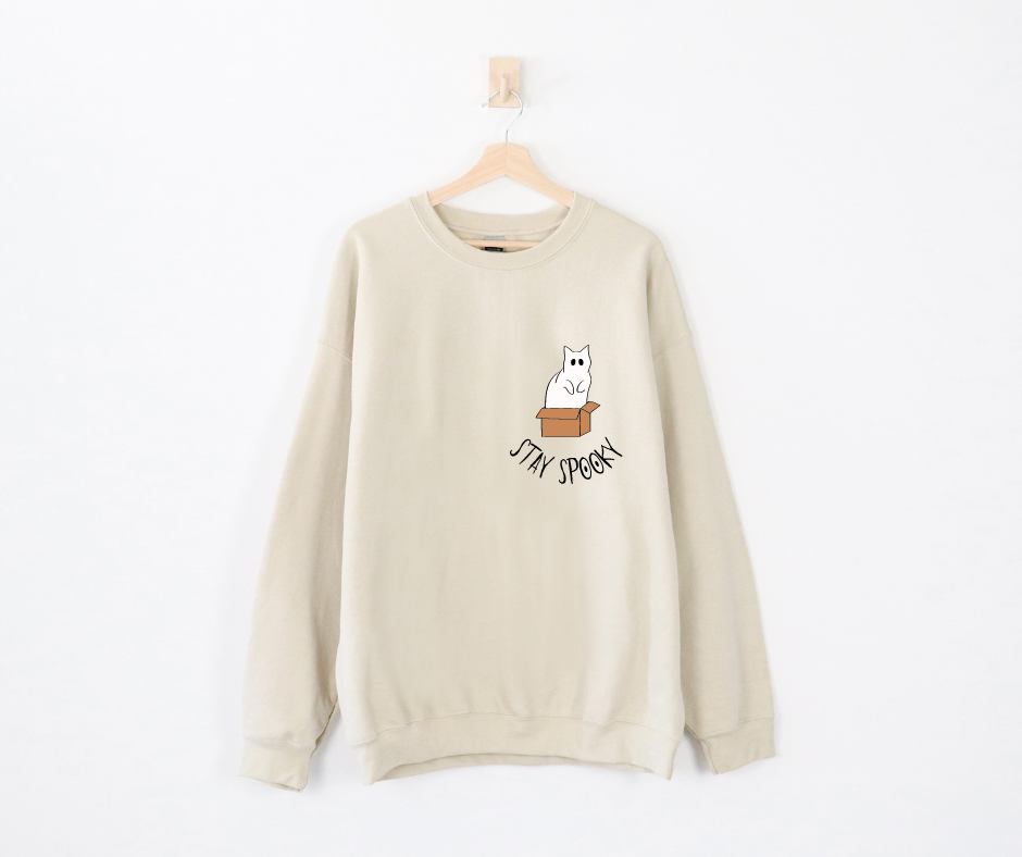 Stay Spooky Halloween Sand Sweatshirt for Cat Lovers