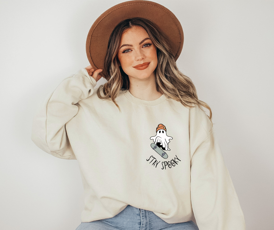 Stay Spooky Halloween Sand Sweatshirt for Skateboard Lovers
