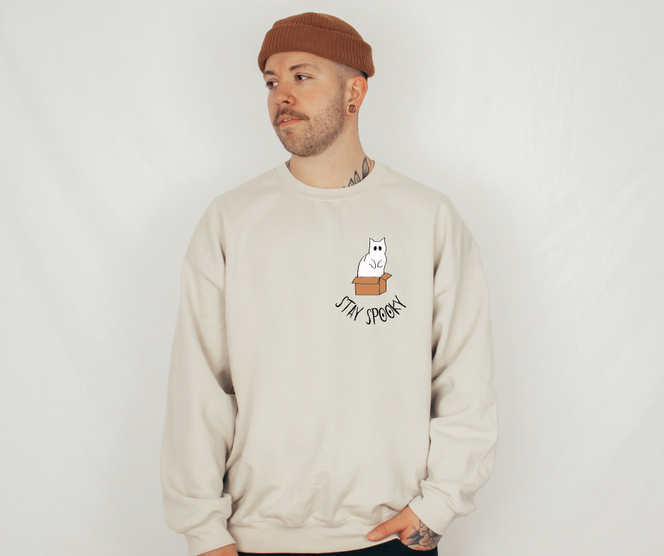 Stay Spooky Halloween Sand Sweatshirt for Cat Lovers