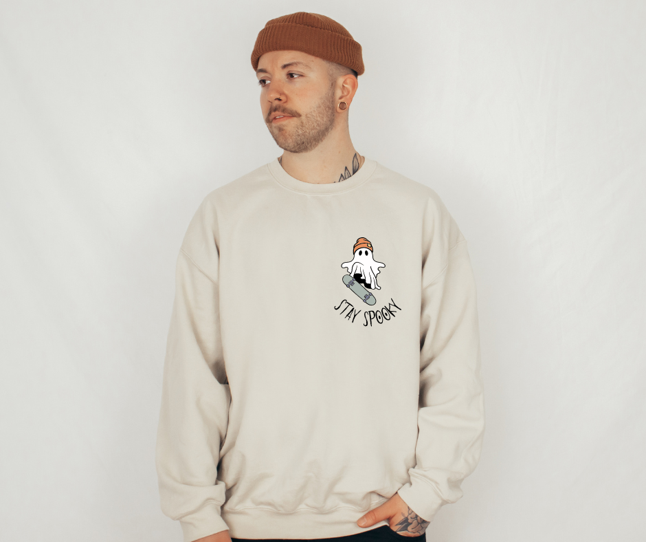 Stay Spooky Halloween Sand Sweatshirt for Skateboard Lovers