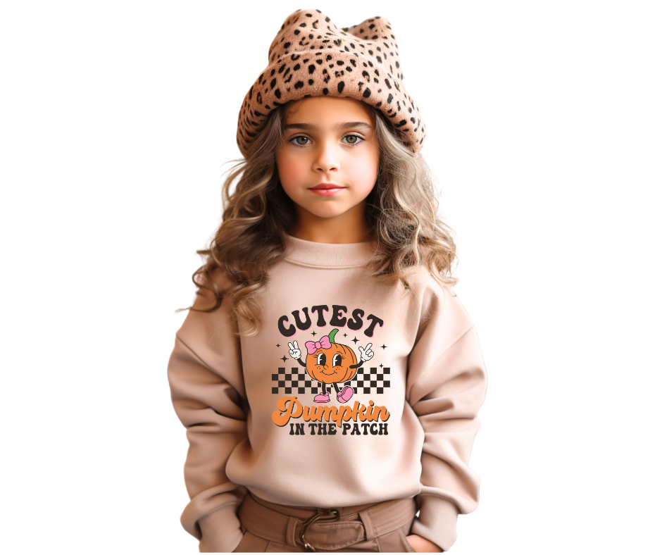 Cutest Pumpkin in the Patch Halloween Sand Sweatshirt for Kids